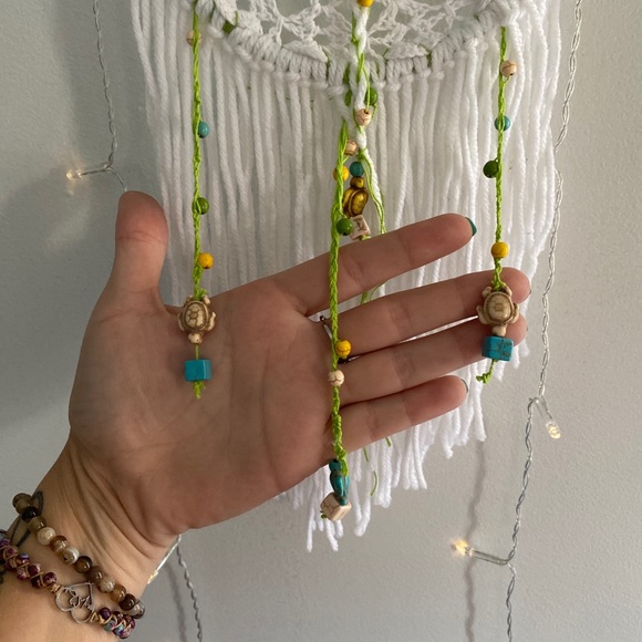 White & lime green sea turtle 5” dream catcher - Picture 8 of 8